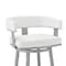 Armen Living Lorin 26" Counter Height Swivel Bar Stool in Silver Finish with White Faux Leather LCLRBASLWH26 - alternate 6